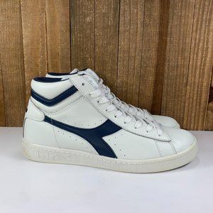 Diadora Game L High Waxed Mens 9 White Blue Caspian Sea High Top Casual Sneakers